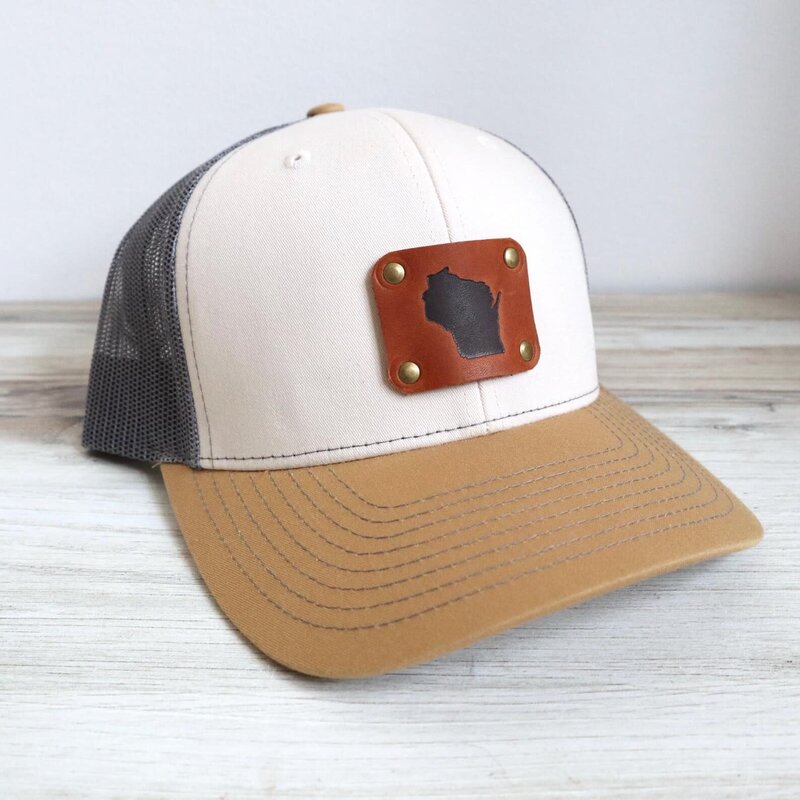 Blu Mountain Co. WI Trucker Hat Cream/Tan