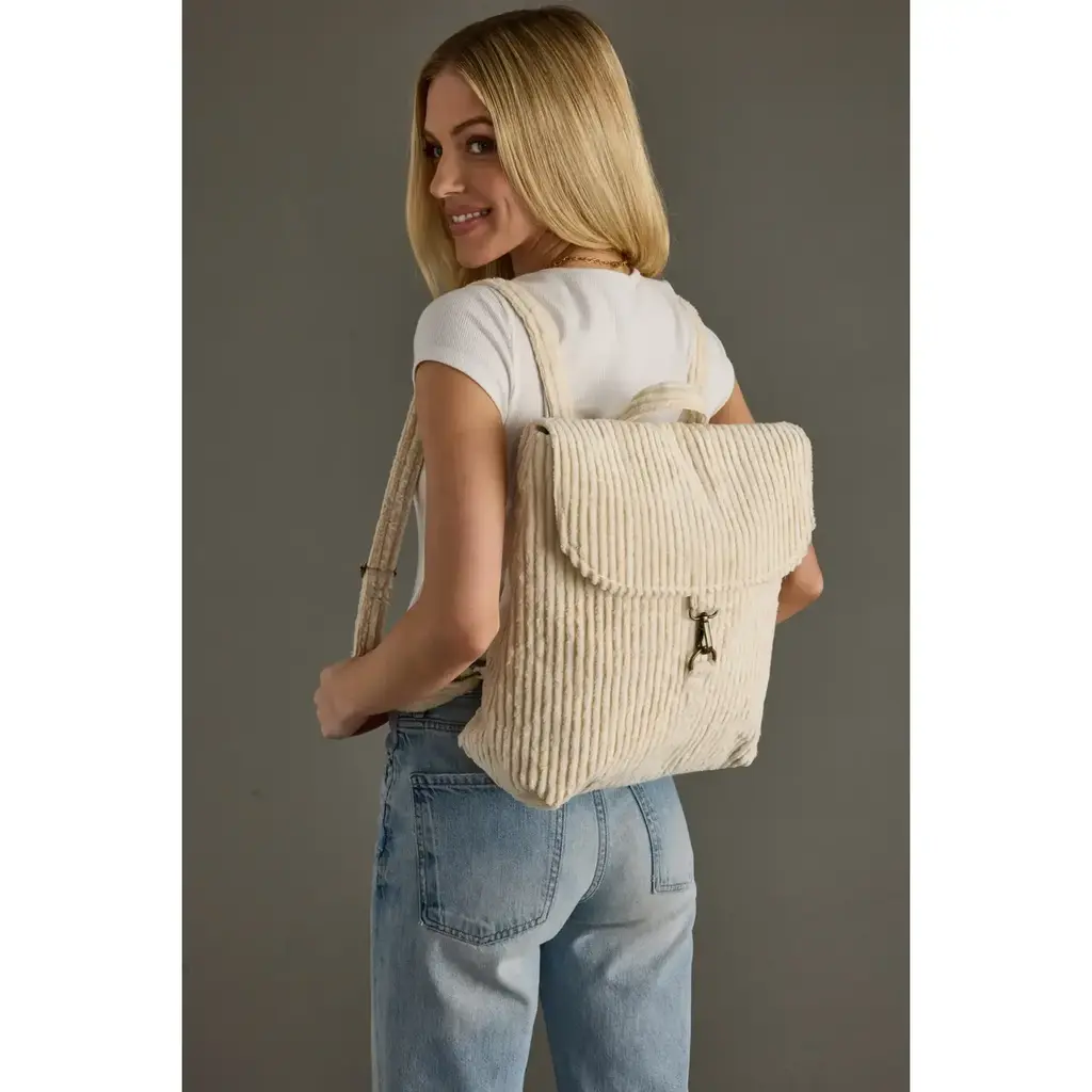 Panache (Faire) Cream Corduroy Backpack