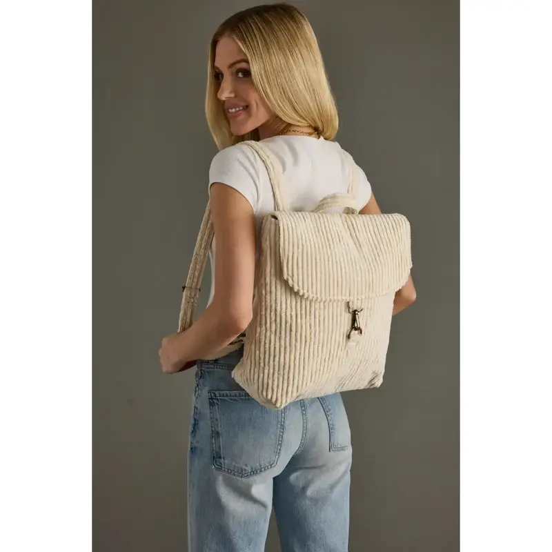 Panache (Faire) Cream Corduroy Backpack