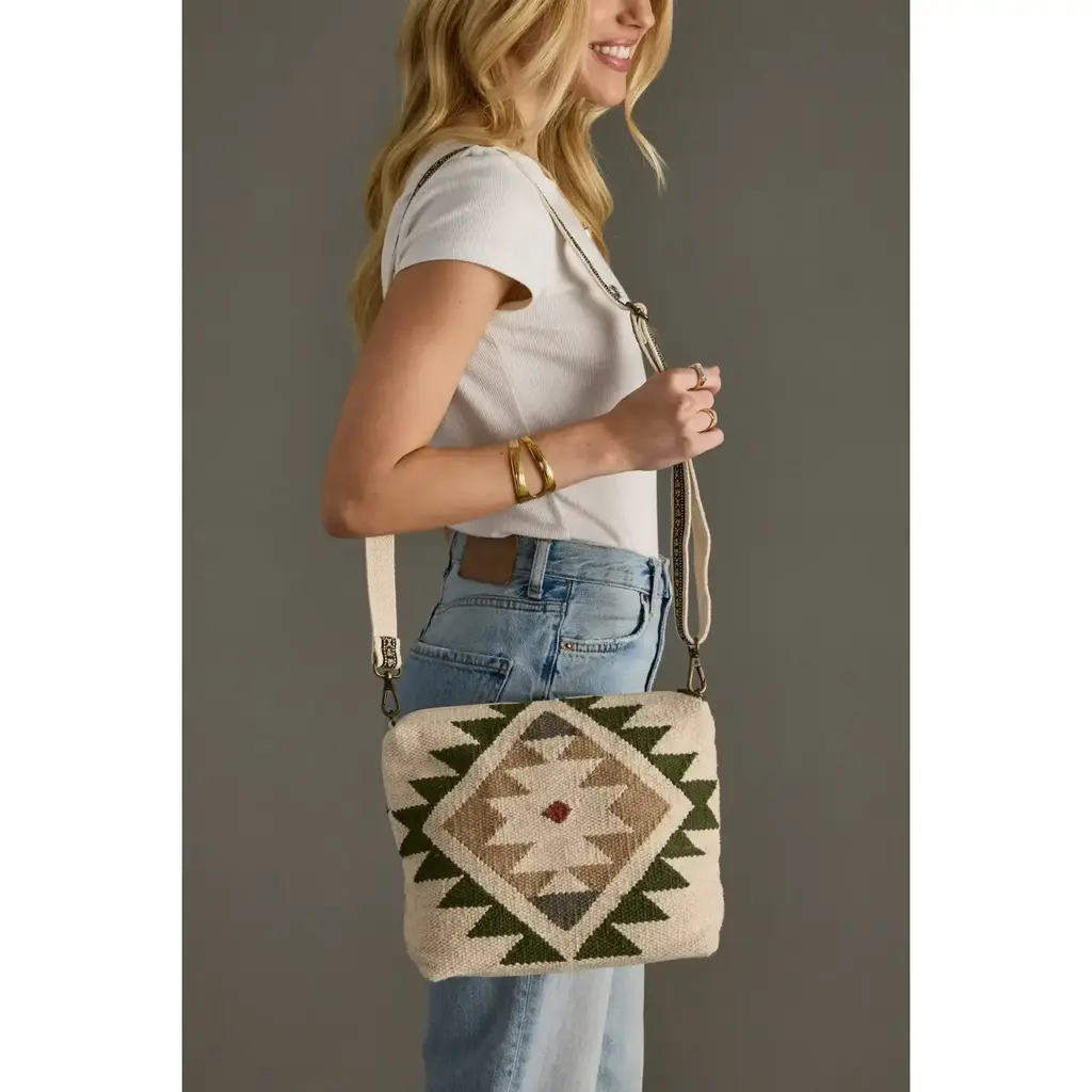 Panache (Faire) Cream, Green & Tan Western Crossbody