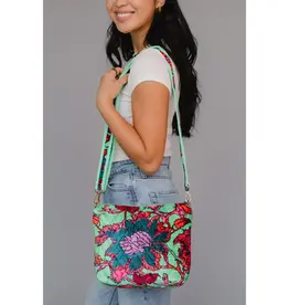 Panache (Faire) Mint & Multicolored Floral Crossbody