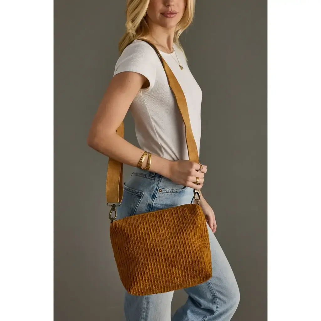 Panache (Faire) Mustard Corduroy Crossbody