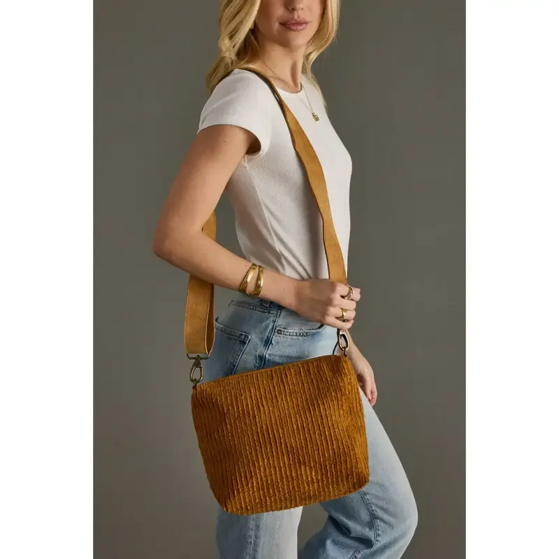 Panache (Faire) Mustard Corduroy Crossbody