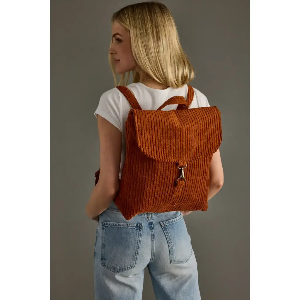 Panache (Faire) Rust Corduroy Backpack