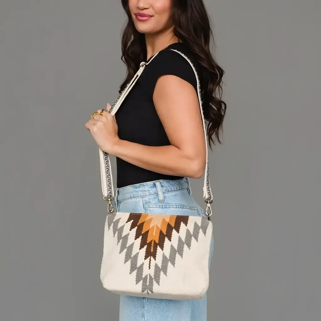 Panache (Faire) White, Gray & Camel Western Crossbody