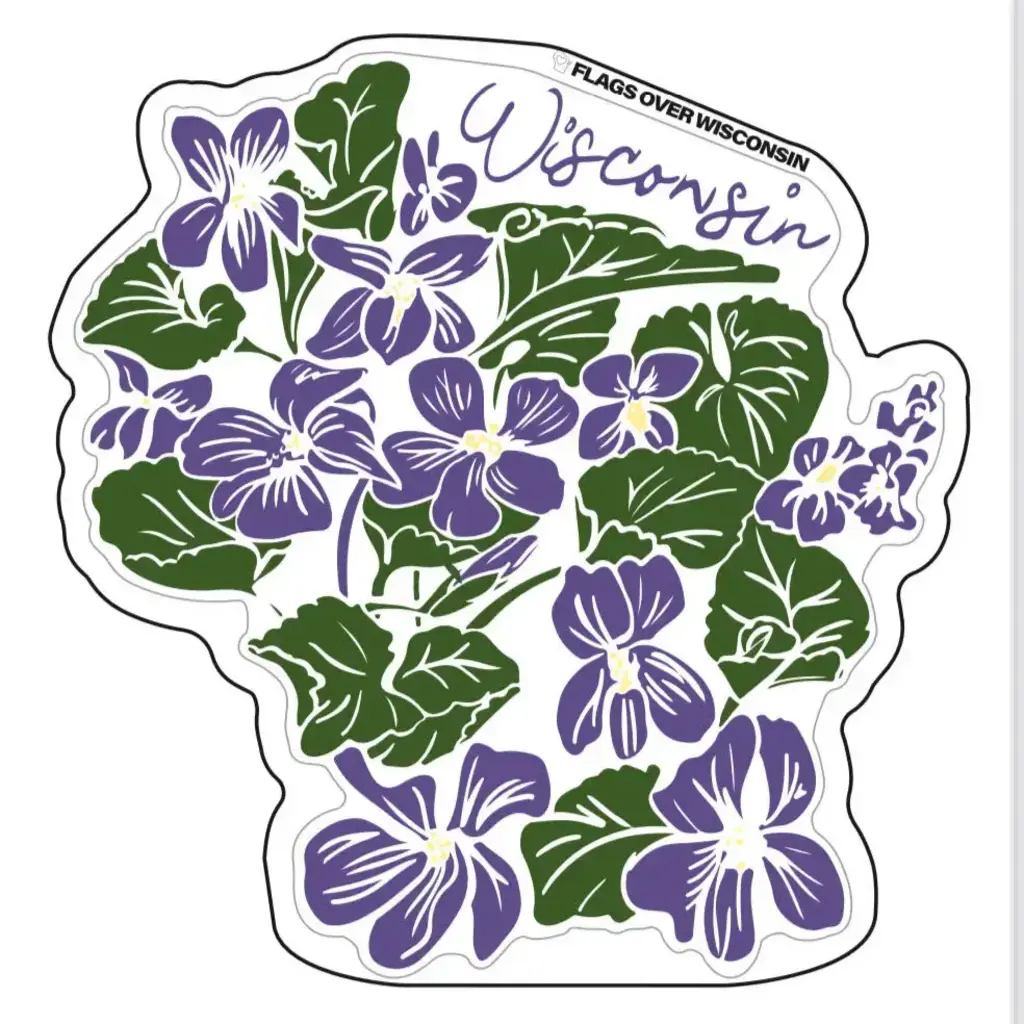 Flags Over Wisconsin Sticker - Wood Violet Vinyl Sticker
