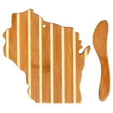 Totally Bamboo Wisconsin Shaped Charcuterie Board & Cheese Spreader Set