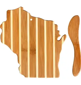 Totally Bamboo Wisconsin Shaped Charcuterie Board & Cheese Spreader Set