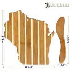 Totally Bamboo Wisconsin Shaped Charcuterie Board & Cheese Spreader Set
