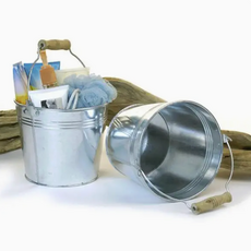 Buhi Imports 7 Inch Pail Galvanized with Wood Handle