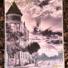 Lloyd Fleig 11x14 - Early Morning At The Corner of Barstow and Eau Claire St Black and White