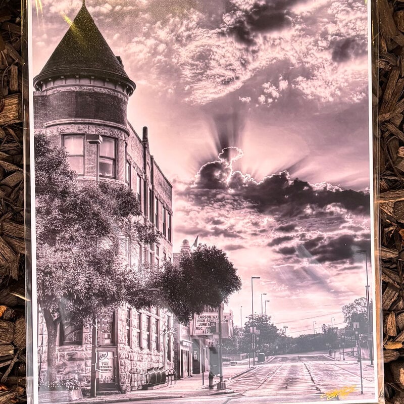 Lloyd Fleig 11x14 - Early Morning At The Corner of Barstow and Eau Claire St Black and White