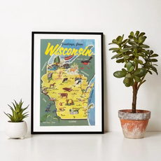 Found Image Press Art Print WI-439 Map of Wisconsin