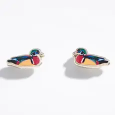 Larissa Loden Enamel Stud Earring - Wood Duck