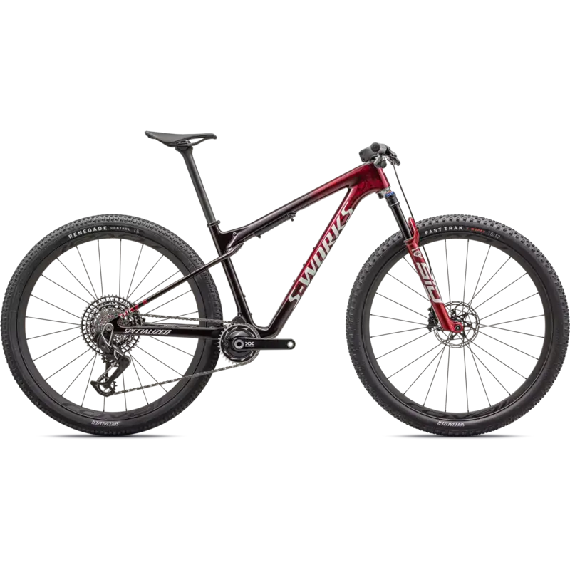 2023 S-Works Epic World Cup Gloss Red Tint / Flake Silver Granite / Metallic White Silver L