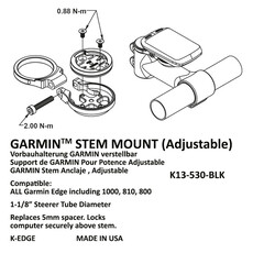 K-EDGE K-Edge MTB Stem Adjustable Computer Mount for Garmin Black