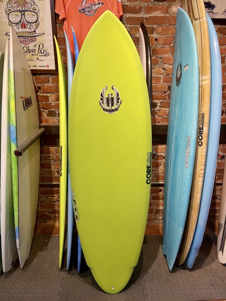 CANNIBAL SURFBOARDS 5'10 CANNIBAL SURFBOARDS TWINGLE FIN SURFBOARD COLOR: OLIVE