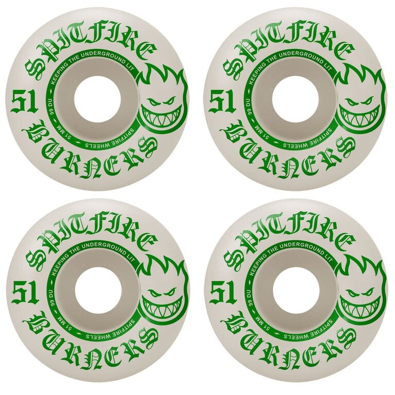 SPITFIRE SPITFIRE BURNERS 51MM 99A WHT/GREEN SET