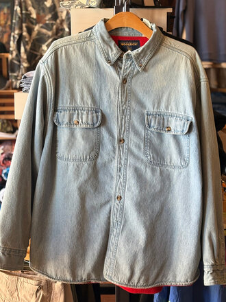 VINTAGE MENS WOOLRICH FLEECE LINED DENIM JACKET