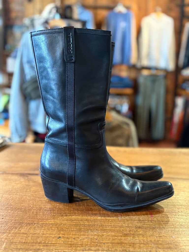 PRADA PRADA BLACK LEATHER BOOTS