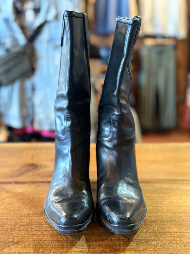 PRADA PRADA BLACK LEATHER BOOTS