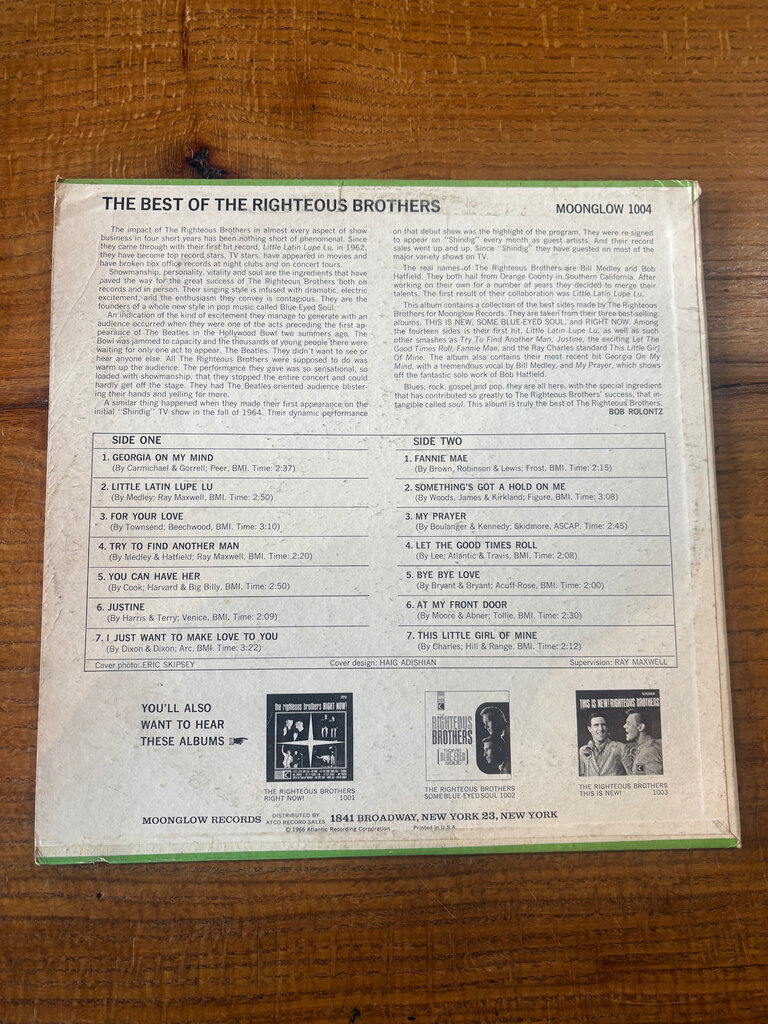 THE BEST OF THE RIGHTEOUS BROTHERS RECORD