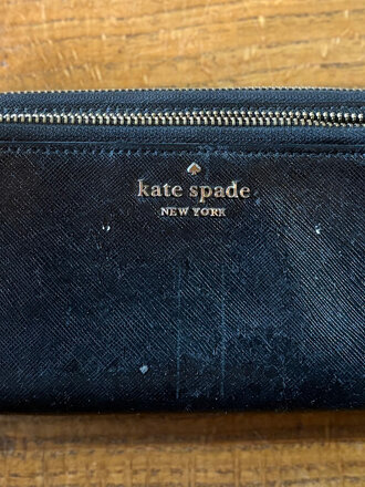 KATE SPADE KATE SPADE NEW YORK  BLACK LEATHER CLUTCH