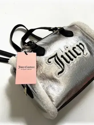 JUICY COUTURE SILVER SHEAR GENIUS SATCHEL SHERPA PURSE