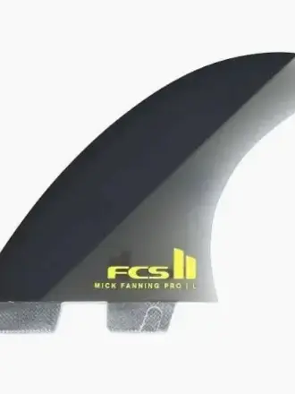FCS FCS II MICK FANNING PRO BLACK/ACID LARGE TRI RETAIL FINS