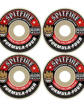 SPITFIRE SF F4 101A CONICAL FULL 58MM WHT W/RED WHEEL SET