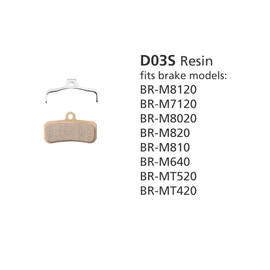 Shimano BRAKE PAD M8020 RESIN PAD & SPRING D03S-RX