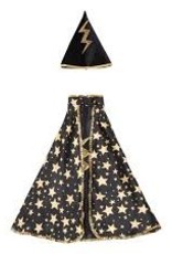 Great Pretenders Reversible Wizard Cape & Hat, Black/Gold, Size 4-6