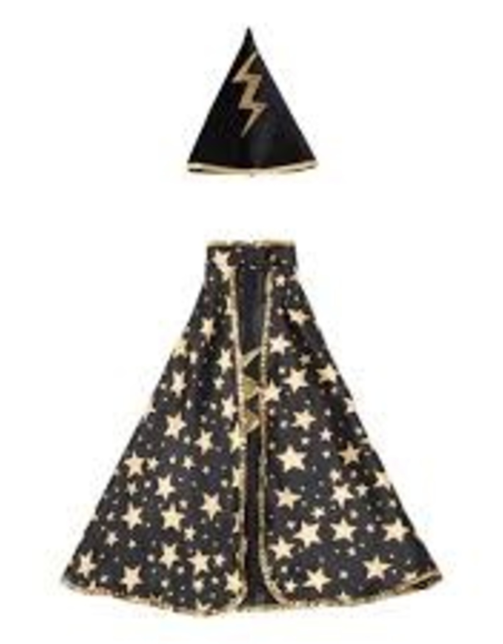 Great Pretenders Reversible Wizard Cape & Hat, Black/Gold, Size 4-6