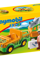 Playmobil 1.2.3 - Zoo Vehicle with Rhinoceros