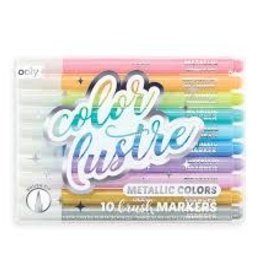 OOLY COLOR LUSTRE METALLIC BRUSH MARKERS - SET OF 10