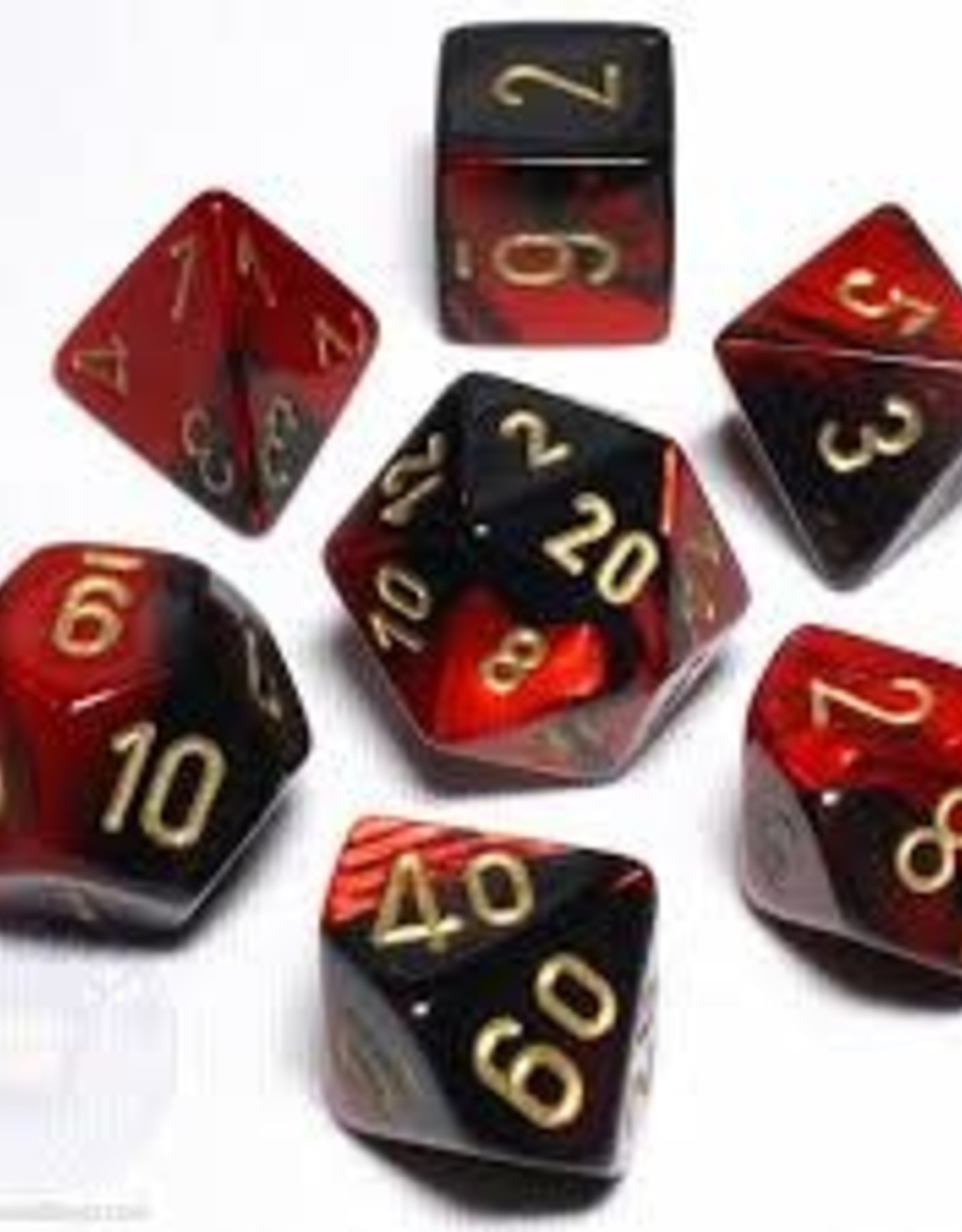 Chessex Dice - 7pc Smoke & Red Polyhedral