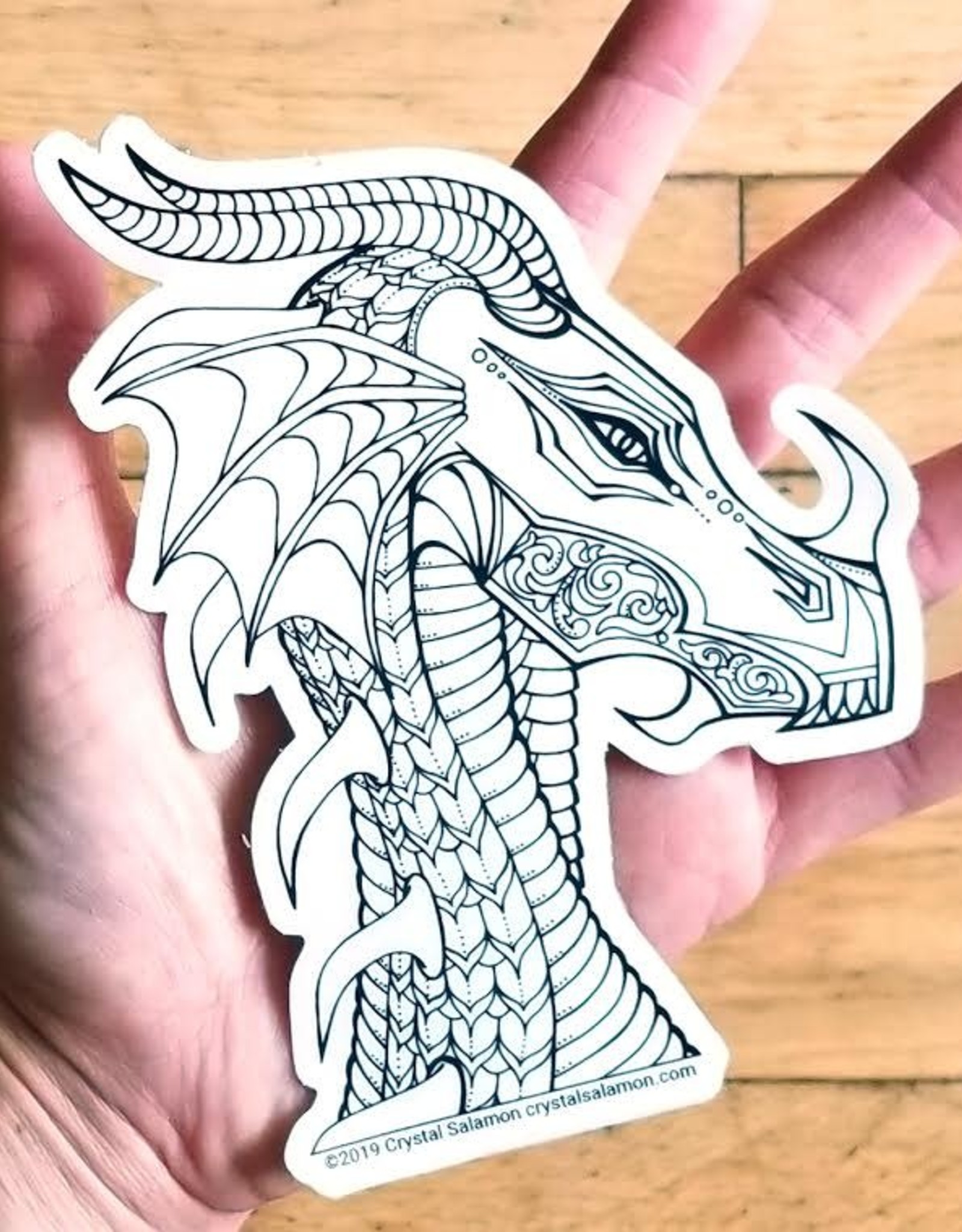 Crystal Salamon Colouring Sticker-Dragon Side Facing