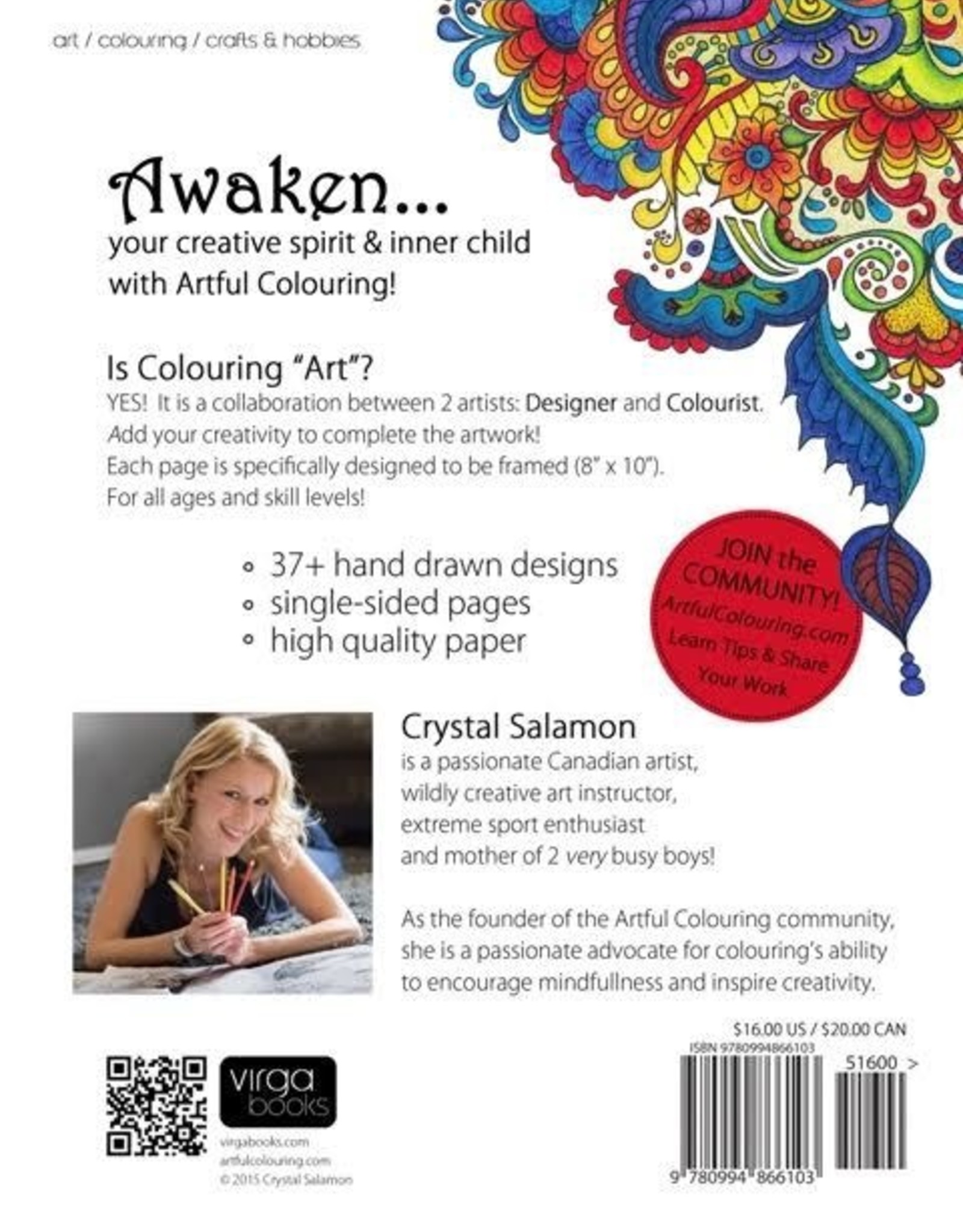 Crystal Salamon Awakening - Artful Colouring Book