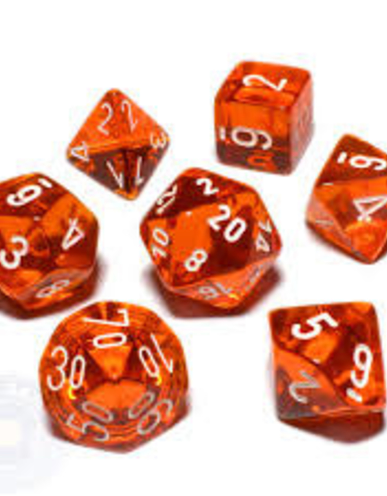 Chessex Dice - 7pc Translucent Orange & White Polyhedral