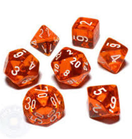 Chessex Dice - 7pc Translucent Orange & White Polyhedral