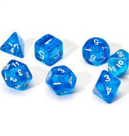 Chessex Dice - 7pc Translucent Blue & White Polyhedral