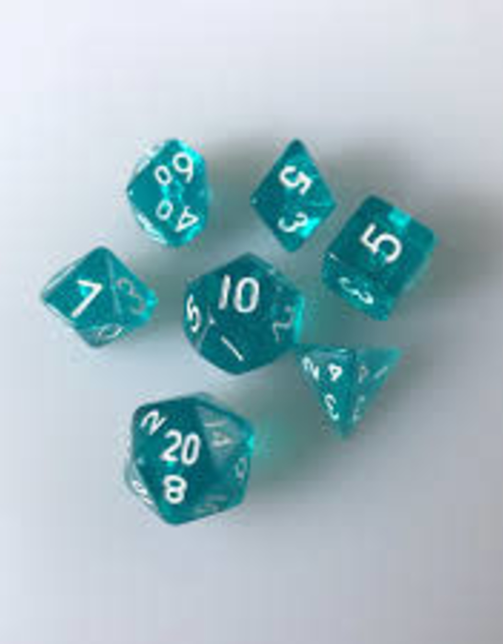 Chessex Dice - 7pc Translucent Teal & White Polyhedral