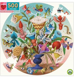 eeBoo CRAZY BUG BOUQUET 500 PC ROUND PUZZLE