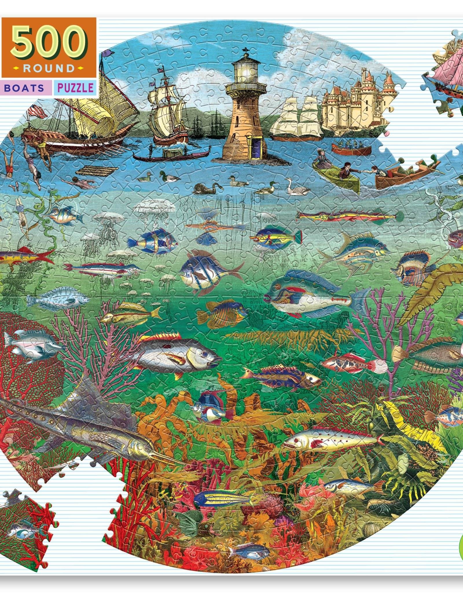 eeBoo FISH & BOATS 500PC ROUND PUZZLE