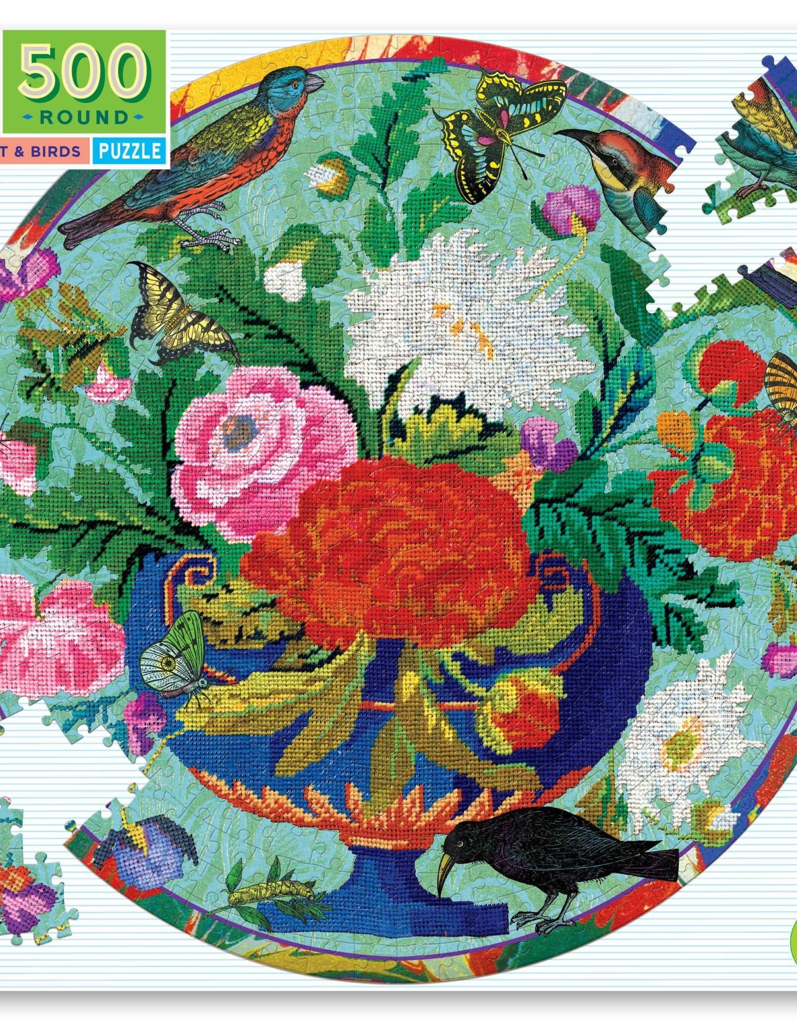 eeBoo BOUQUET AND BIRDS 500PC ROUND PUZZLE