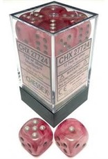 Chessex Dice - 12D6 Ghostly Glow Pink / Silver (Glow)