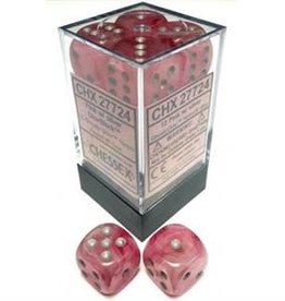 Chessex Dice - 12D6 Ghostly Glow Pink / Silver (Glow in the Dark)