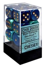 Chessex Dice - 12D6 Gemini - Blue-Teal / Gold