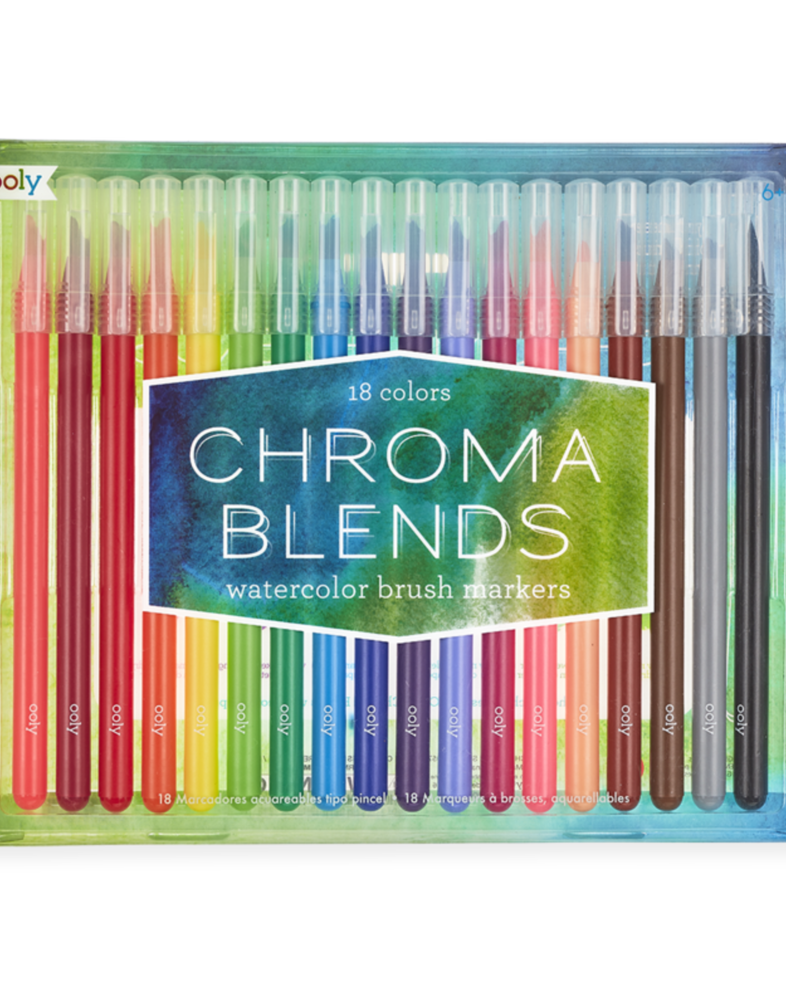 OOLY CHROMA BLENDS WATERCOLOR BRUSH MARKERS - SET OF 18