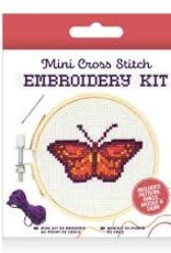 Kikkerland Mini Cross Stitch Embroidery Kit-Butterfly